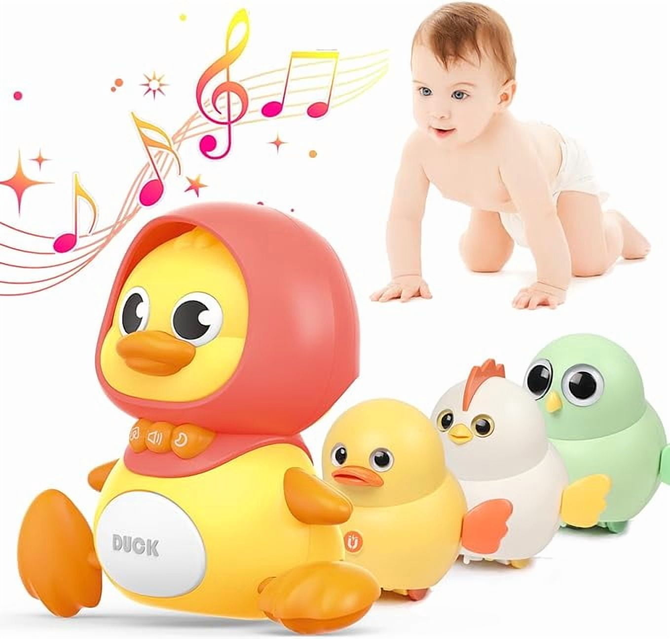 Baby Music Toy Duck Baby Belly Time Toy 3-6 0-6 6-12 Months Newborn Development Crawling Toy Glowing Walking Singing Toy 1-2 3-4 Years Old Boys and Girls Gifts (Yellow)