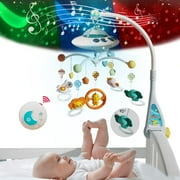 Baby Musical Crib Mobile with Night Lights, Nursery Musical Mobile Toy for Bassinets Toys, Hanging Rotating Animals Rattles, Stars Projection, Cartoon Rattles f