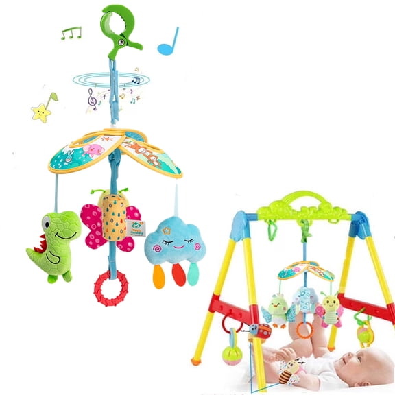 EIMELI Baby Car Seat Toys Clip On Stroller Toy with Birds and Bees Hanging Rattle, Sensory Activity Toy for 0-3,6 to 12 Months , Two Wrist Rattles Gift for Baby Girls Boys