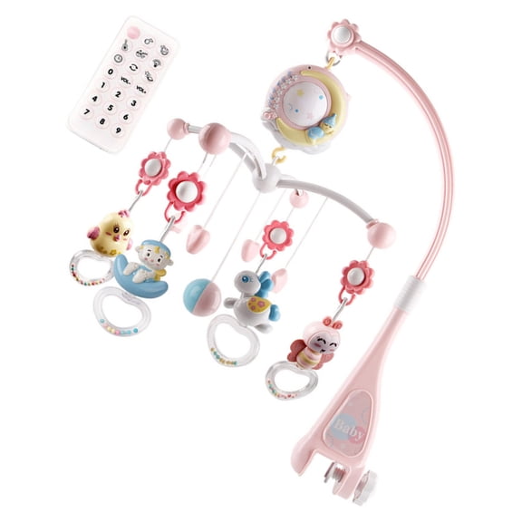 Baby Musical Crib Mobile with Music Night Lights Projector & Timing Function Rattles & Remote Control Music Box