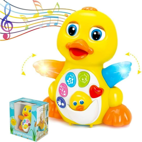 Baby Musical Duck Toy, Dancing Walking Yellow Duck - Interactive Action Learning Educational Flapping Light up Dancing Duck with Music