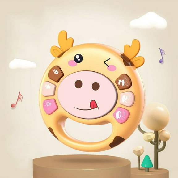 Baby Musical Hand Drum Toy with Light Sounds for Infants 6 to 12 Months Early Learning 5.5 Inches