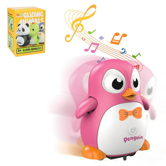 Baby Musical Penguin Toys for 0-3 3-6-12 Months Infants Tummy Time Toys Newborn Development Music Crawling Walking Toys 1 2 3 Year Old Boys Girls Birthday（PINK）