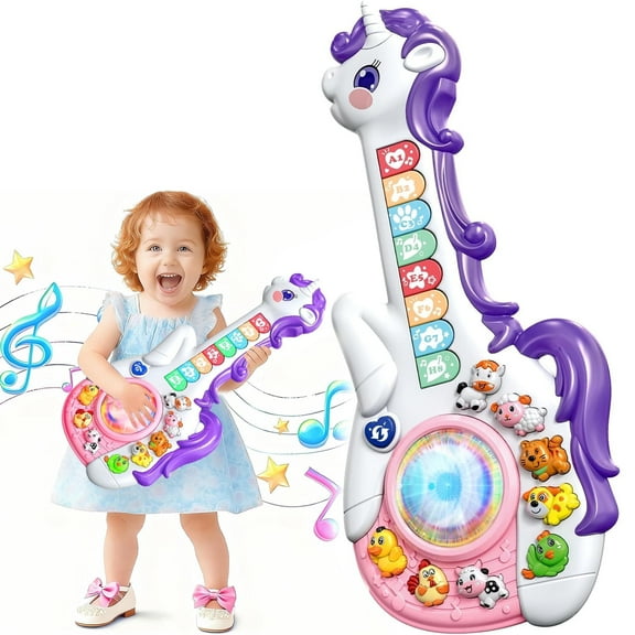 Baby Musical Sensory Toys for Toddlers 1-3 Years, Educational Learning Toys,Toddler Guitar Toys for Girls Aged 1 2 3 Years Old Christmas Gifts
