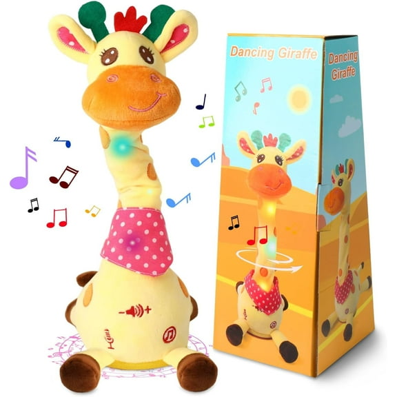 Baby Musical Toy Gift Set: Glowing Dancing Giraffe Repeats Your Voice, Stuffed Animal With 60 Kids Songs For Toddlers 1-3 Years Old