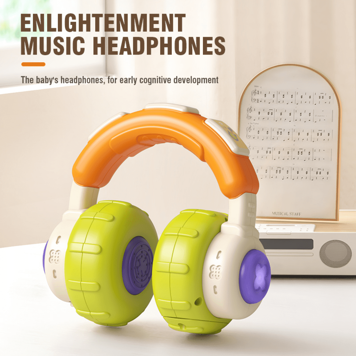 Baby Musical Toy Headphone Toys with Lights, Baby Sensory Development Musical Instruments for Toddlers Ages 1-3