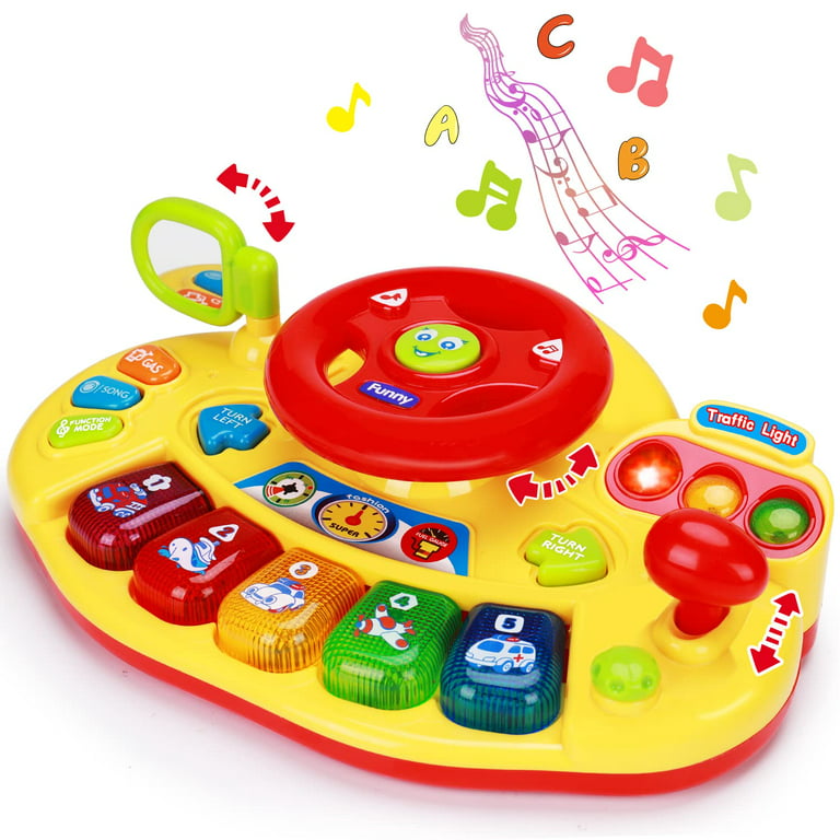 Baby Musical Toy, Light Up Steering Wheel Toy with Traffic Light & Sound  for 6 8 9 10 Months Infant Learning Development Baby Toys 3-6 6-12 12-18