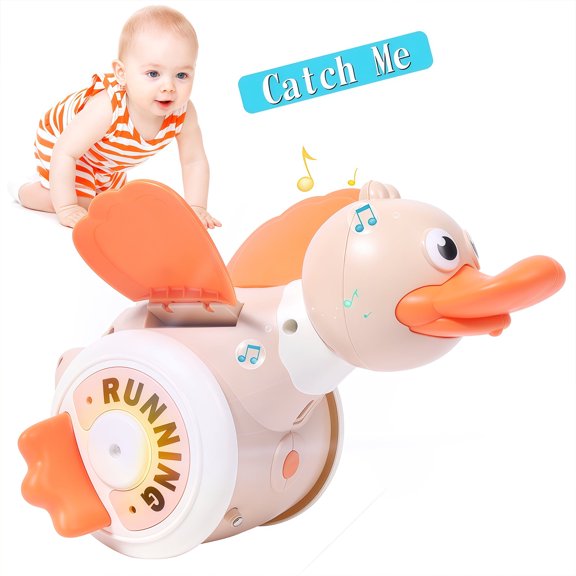 Baby Musical Toys Dancing Duck, 360° Rotation, Stirring Wings, Foraging Duck Toy for Toddler 1-3 Years