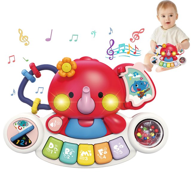 Baby Musical Toys for 6 12 Months, Elephant Piano Toys for 1 Year Old