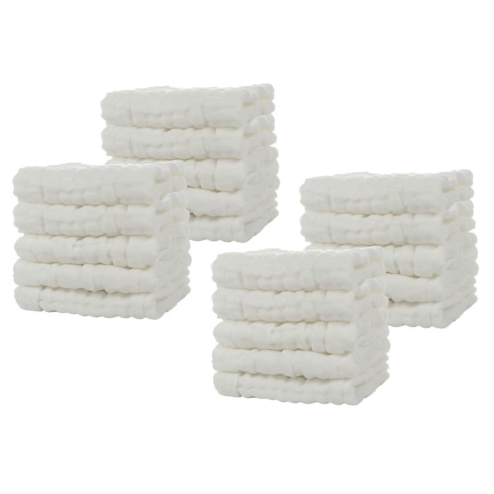 Baby Muslin Bath Towels, 20 Pack of Reusable Soft Absorbent Cotton Face Towel, for Baby's Delicate Skin White