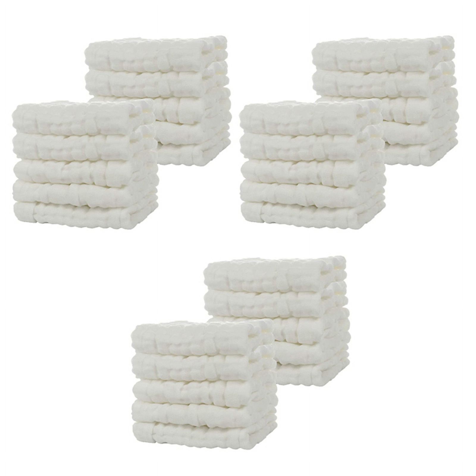 Baby Muslin Bath Towels, 30 Pack of Reusable Soft Absorbent Cotton Baby Face Towel, for Baby's Delicate Skin White