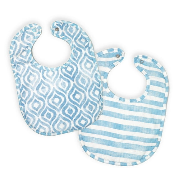 Baby Muslin Bibs, 2 Pack, Blue
