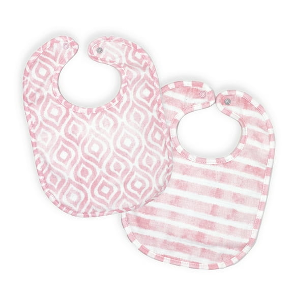 Baby Muslin Bibs, 2 Pack, Pink