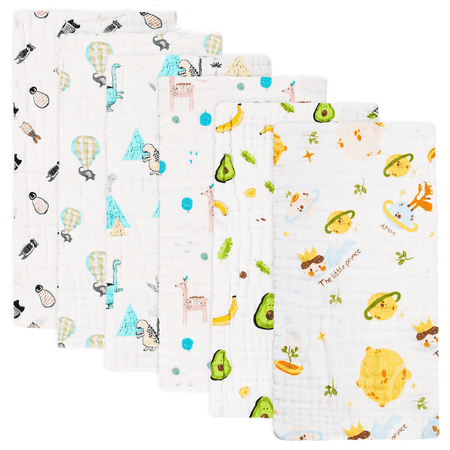 Baby Muslin Burp Cloths 100% Cotton 6 Pack Newborn Spit up Rags Extra Absorbent and Soft Burping Rags for Girls and Boys Large 20 x 10 inch