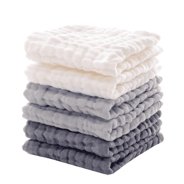 Baby Muslin Washcloths , Soft Face Cloths for Newborn, Absorbent Bath Wipes, Burp Cloths or Towels, Baby Registry as Shower, Pack of 6-12x12 inches