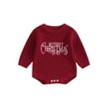 thumbnail image 1 of Baby My First Christmas Romper Sweater Long Sleeve Embroidery Knit Bodysuit Infant Xmas Holiday Outfit Fall Winter Clothes, 1 of 8