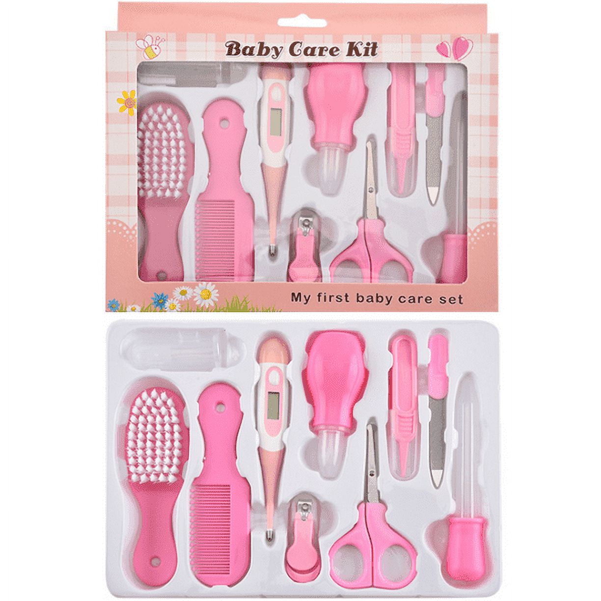 KailexBaby Portable Baby Healthcare and Grooming Kit, Nail Clippers, Hair  Brush, Comb, Scissors for Girls - Pink 