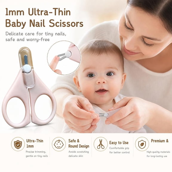 Baby Nail Scissors, Rounded Tip Safety Clippers for Infants, Ergonomic Handle for Newborn Grooming,1 Pcs