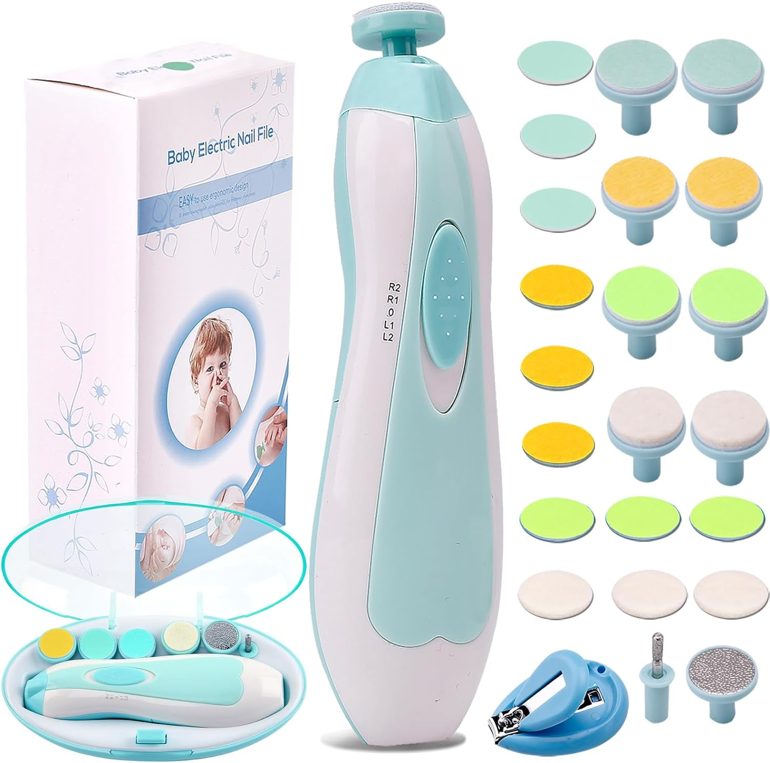 Buy RITSY Baby Blue Nail Trimmer Electric, Safe Baby Nail File, Baby Nail  Clippers with Light and 6 Grinding Pads for Newborn Infant Toddler or  Adults Toes and Fingernails, Kids Nail Care,