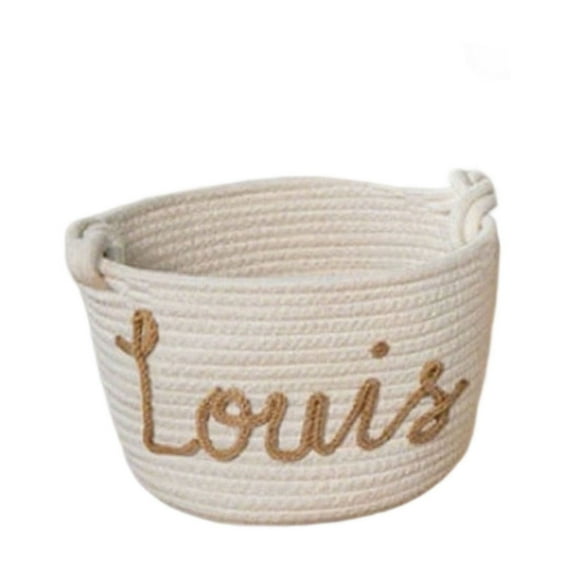 Baby Name Custom Woven Storage Basket – Nursery Decoration, Birthday Gift, Practical Organizer for Baby Items