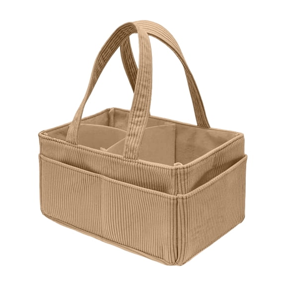 Baby Nappy Caddy Organizer, Portable Corduroy Diaper Storage Basket with Handle, Nursery Organizer for Boys, Baby Shower Gift, Practical Storage Solution