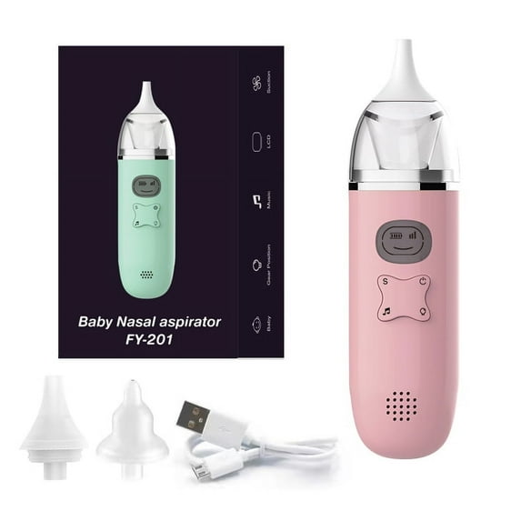 Baby Nasal Aspirator,Baby Nose Sucker,Baby Nose Cleaner,Nasal Aspirator for Baby, with Pause & Music & Light Soothing Function,Safe Hygienic