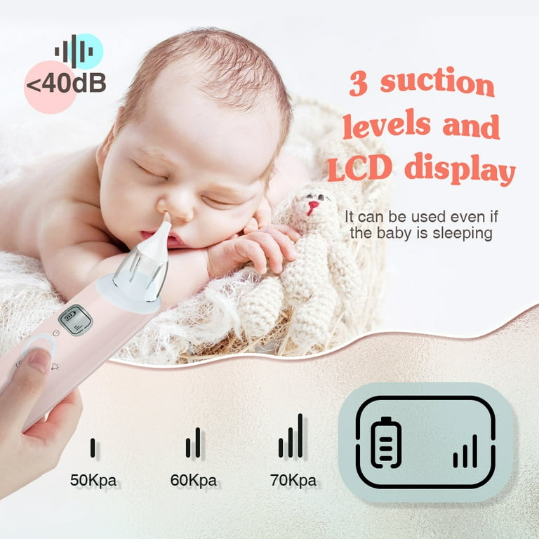 Baby Nasal Aspirator, Electric Nose Booger Sucker for Baby, Automatic Baby  Nose Cleaner USB Rechargeable with 5 Suctions Modes, Music & Colorful Light