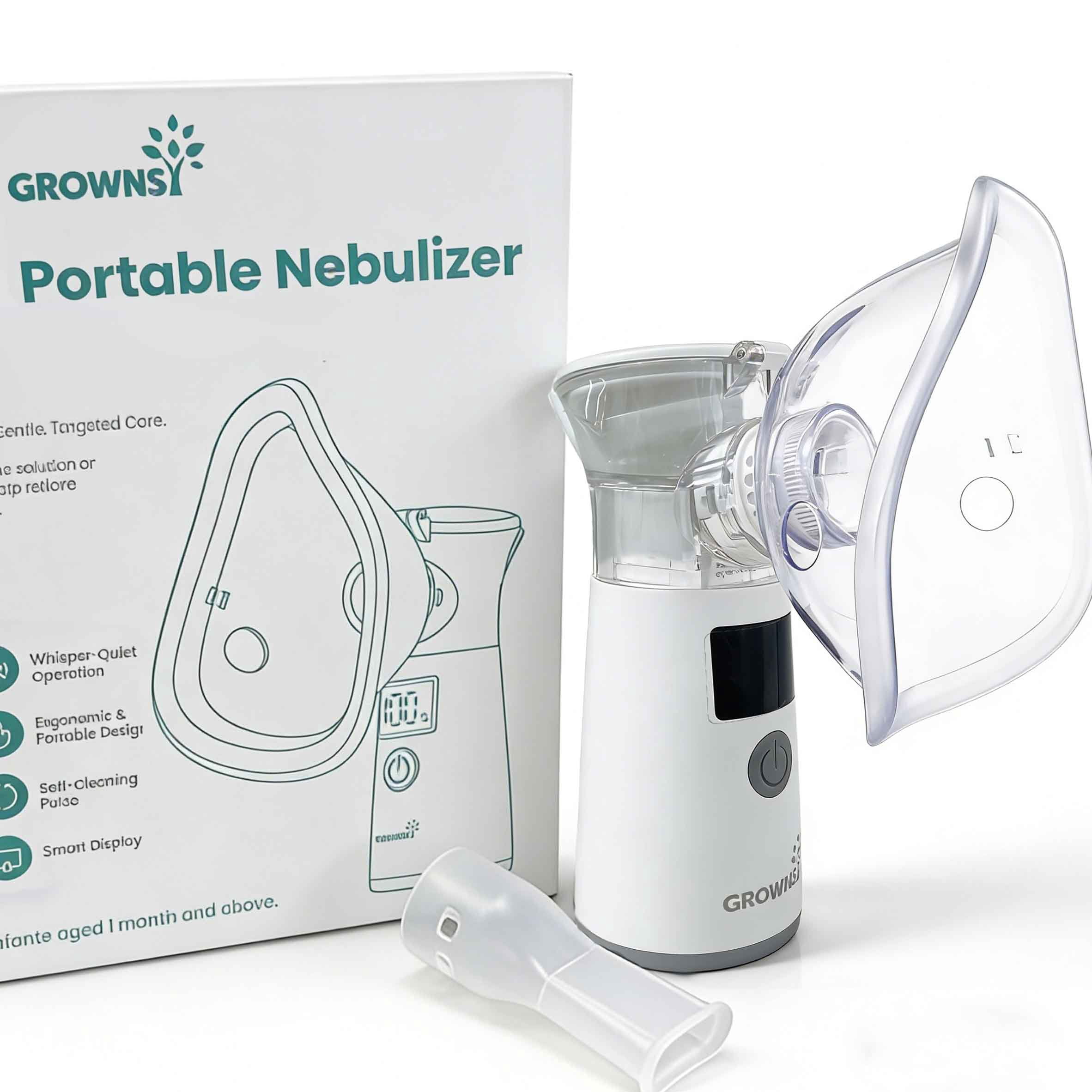 Grownsy Baby Nasal Aspirator Nose Sucker Nose Cleaner Rechargeable, White