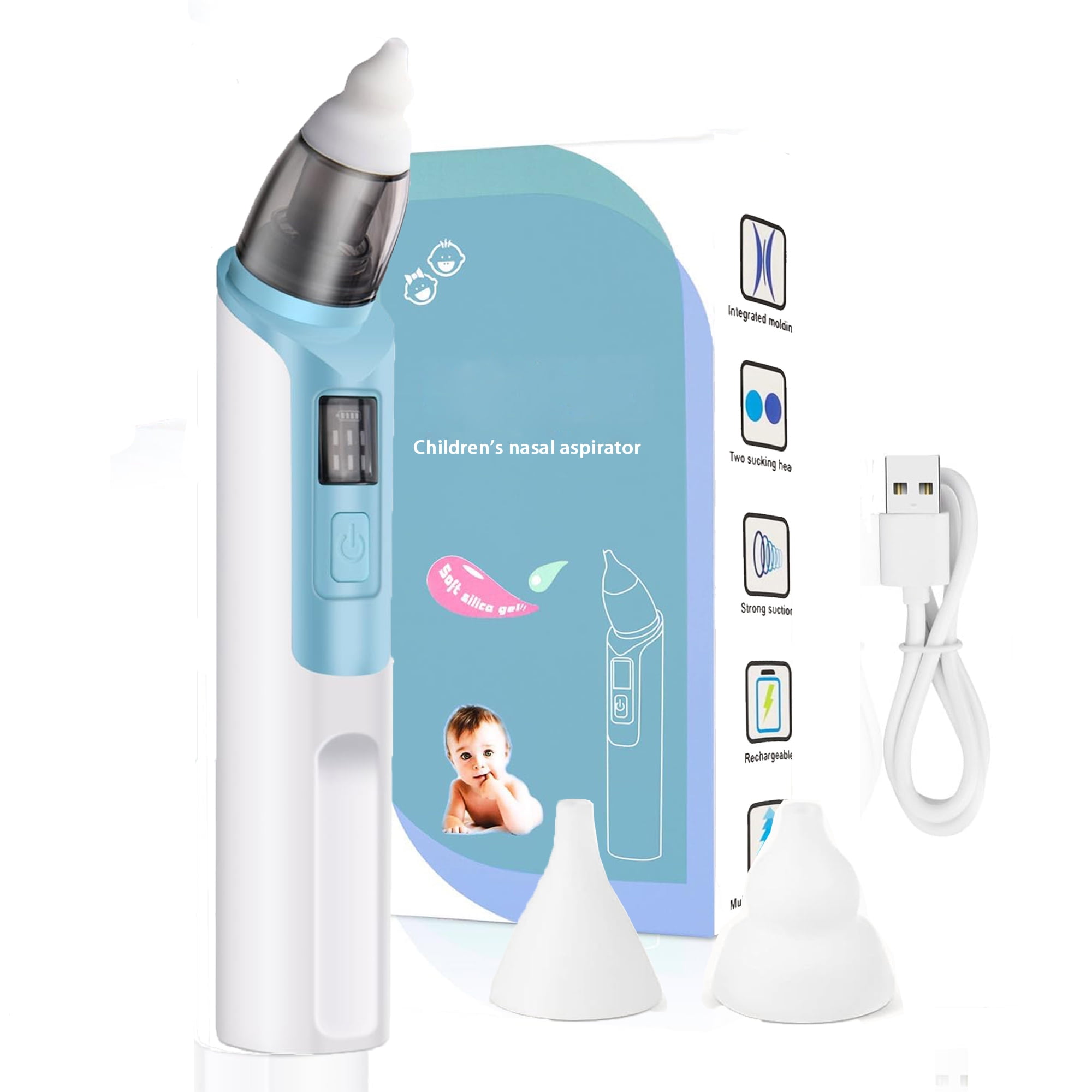 Baby Nasal Aspirator Rechargeable infant nasal aspirator for Babies & Kids Contains With 2 Silicone Tips nose sucker for toddlers