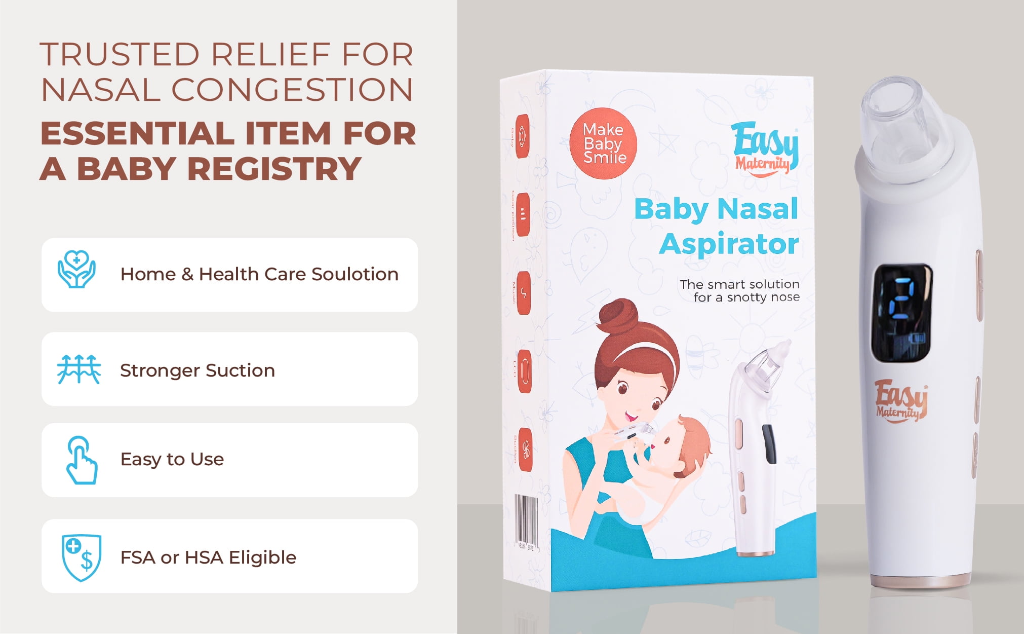 Baby Nasal Aspirator with Calming Night Light Soothing Music for Newborns, Babies and Toddlers, Soft Silicone Tips