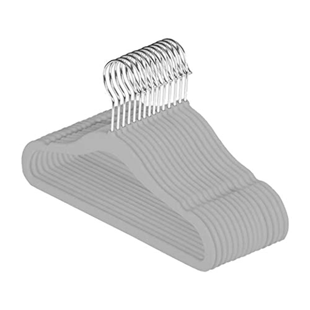 Baby Nest Youth Designs Non Slip Velvet Clothing Hangers, 15 Pack, Gray