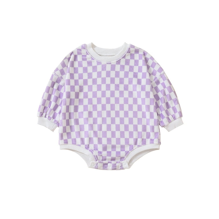  Unisex Infant Baby Clothes Checkerboard Crewneck Sweatshirt  Romper Oversized Long Sleeve Plaid Bubble Bodysuit (Coffee, 0-6 Months):  Clothing, Shoes & Jewelry