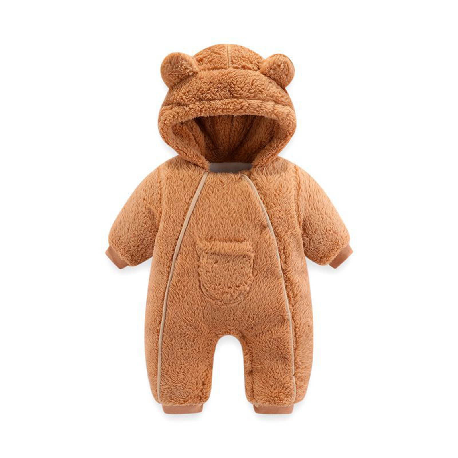 Baby Bear Snowsuit Hooded Jumpsuit Romper Cute Animal Design Bear Baby Clothes for Baby Boys 0-3 Months