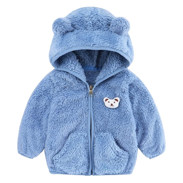 NEW Baby Child Kid Boy Toddler Cozy Fleece Jacket Coat Hooded Blue