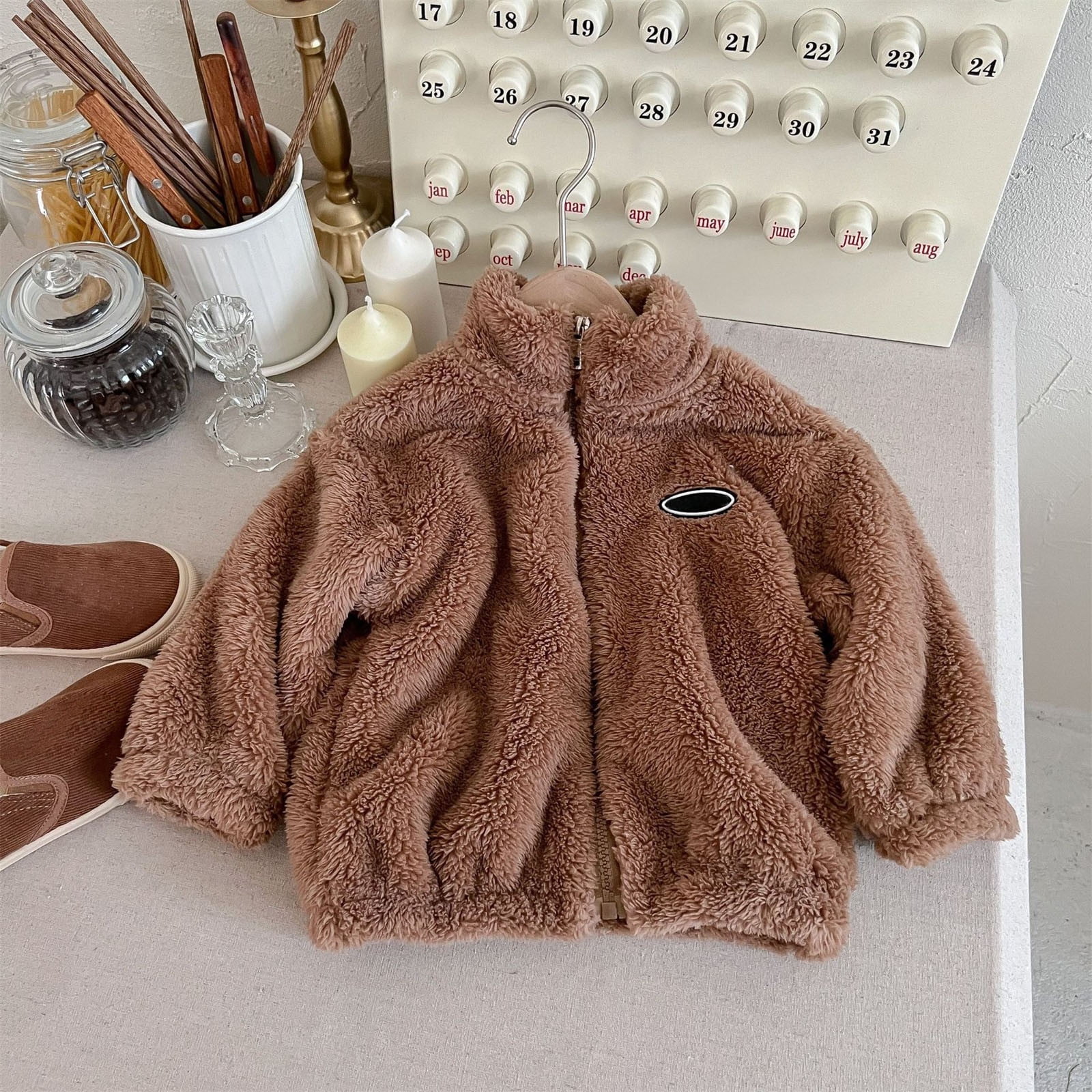 Baby Warm Jacket Cute Printed Solid Long Sleeve Soft Lightweight Winter ...
