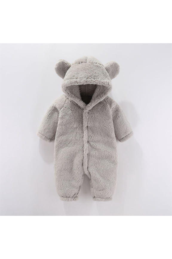 Baby Girls Boys Fluffy Hooded Jumpsuit Romper Cute Animal Design Snowsuit for Girls 9-12 Months
