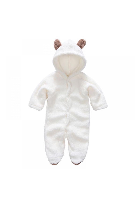 Baby Newborn Jumpsuit Footie Romper Hooded Warm Thicken Winter Bunting Outwear Snowsuit Pajamas for Girls Boy
