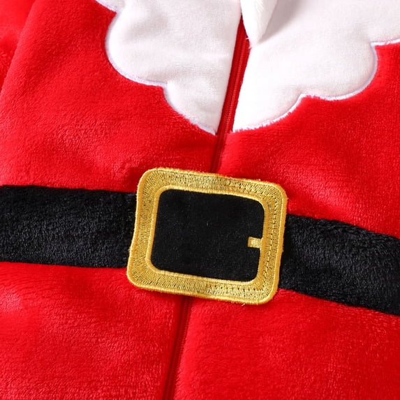 Baby Newborn Santa Christmas Hood Onesie Infant Toddler Zipper Jumpsuit