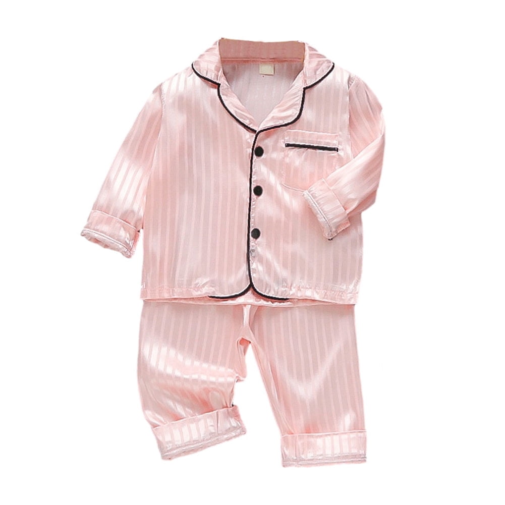 Baby Newborn Silk Pajamas Set 2PCS for Boys Girls Satin Long Sleeve ...