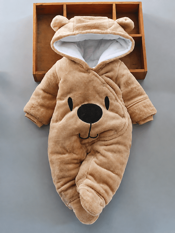 Baby Newborn Snowsuit Winter Hooded Footie Fleece Jumpsuit for Infant Girls Boys, for Outdoor