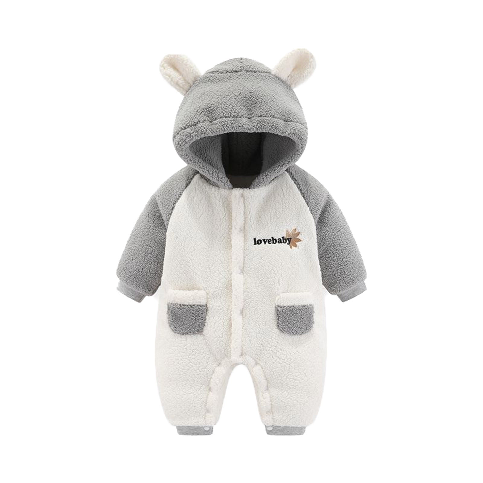 Newborn Winter Bear Baby Animal Coral Fleece Warm Romper Winter Costume Rompers Jumpsuit for Baby Boys/Girls main image 1