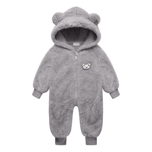 Baby Newborn Winter Fleece Clothes Hooded Romper Outfits Cute Winter ...