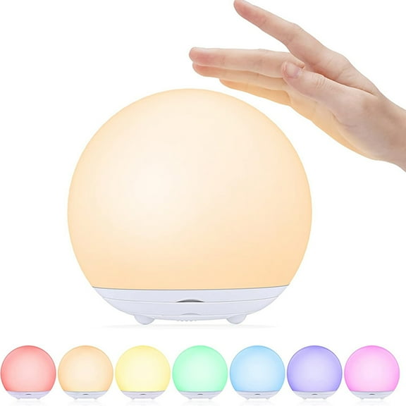 Baby Night Light for Bedroom, USB Beside Lamp with Dimmable, Warm Light, 7 Colors Changing, Touch Control, Hour Timer, LED Night Light Table Lamp for Bathroom, Living Room, Camping