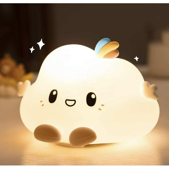 Baby Night Light Cloud, Nursery Decor, BabyShower Gift, USB Rechargeable Colorful Night Light for Kids Room, Silicone LED Light, Changing Colors, Toddler Christmas Gifts