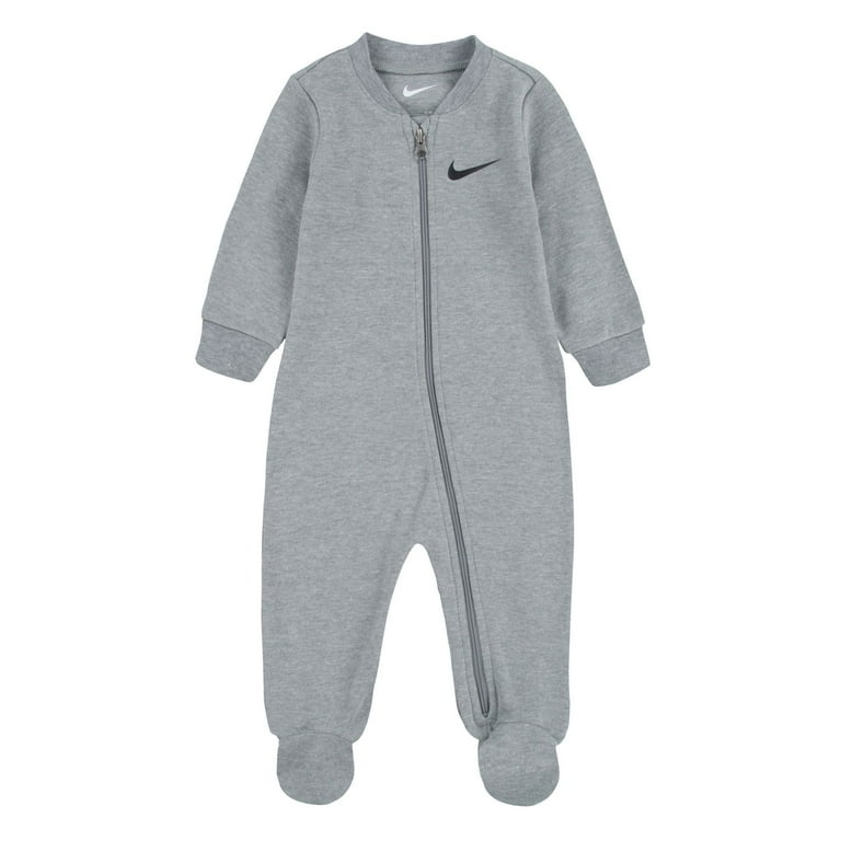 Baby Nike Essentials Sleep Play One Piece Pajamas Color Gray Size NEWBORN