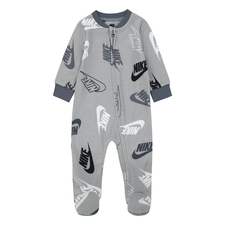Baby Nike Logo Zip Footed Sleep Play Cotton Blend Size 9 Months