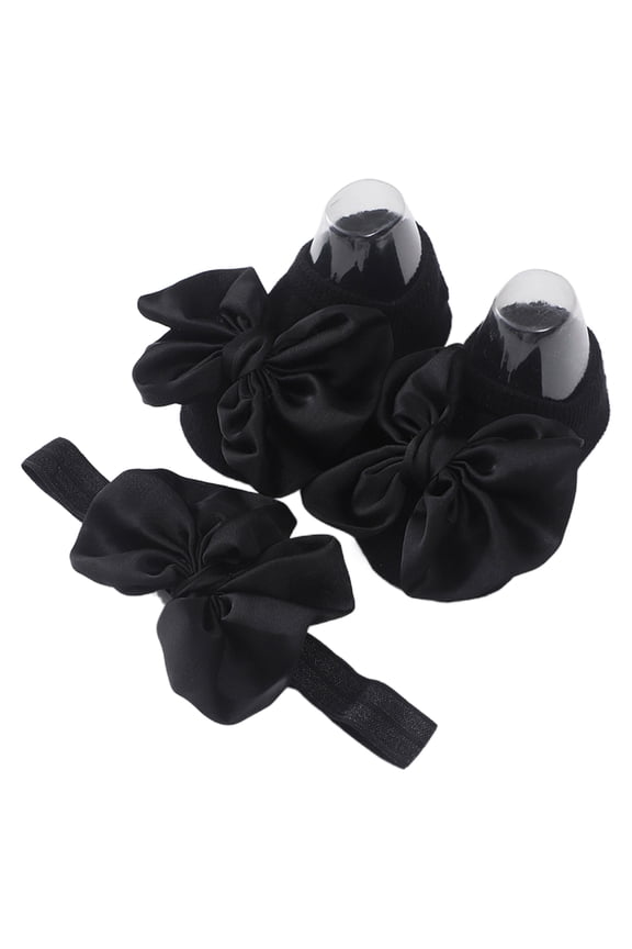 Baby Non-Slip Floor Socks & Bow Headbands Breathable Bowtie Socks FirstWalkers Shoes Infant Elastic Hairband Shower Gift
