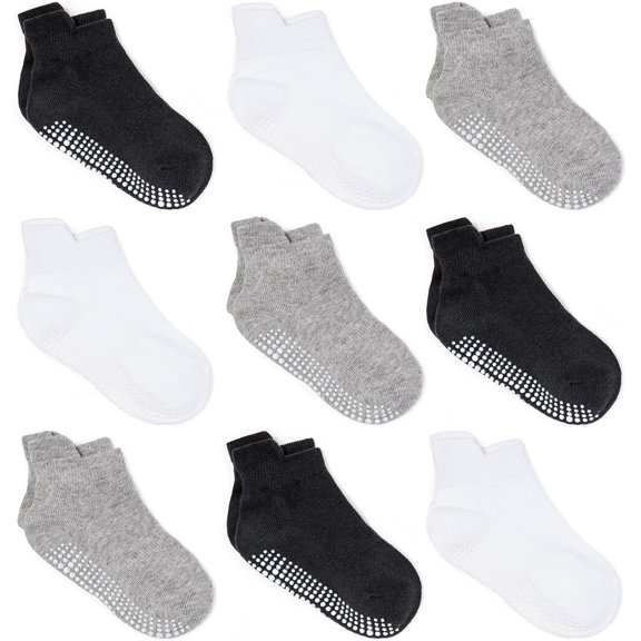 Baby Non Slip Grip Ankle Socks with Non Skid Soles for Infants Toddlers Kids Boys Girls