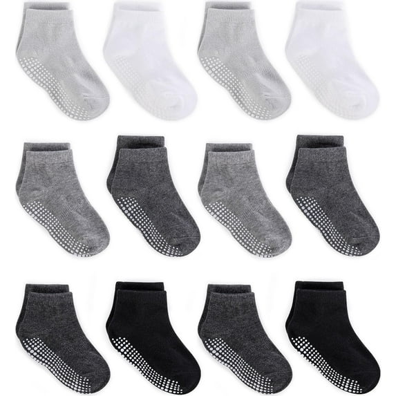 Baby Non Slip Grip Ankle Socks with Non Skid Soles for Infants Toddlers Kids Boys Girls