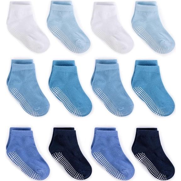 Baby Non Slip Grip Ankle Socks with Non Skid Soles for Infants Toddlers Kids Boys Girls